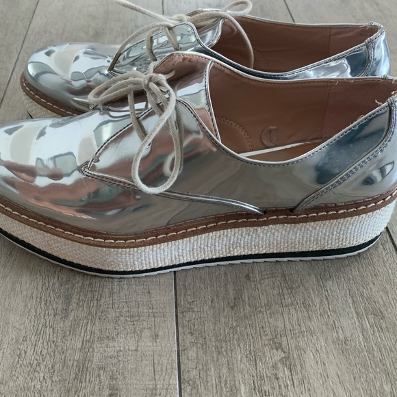 Silver Zara platform loafers -size 40